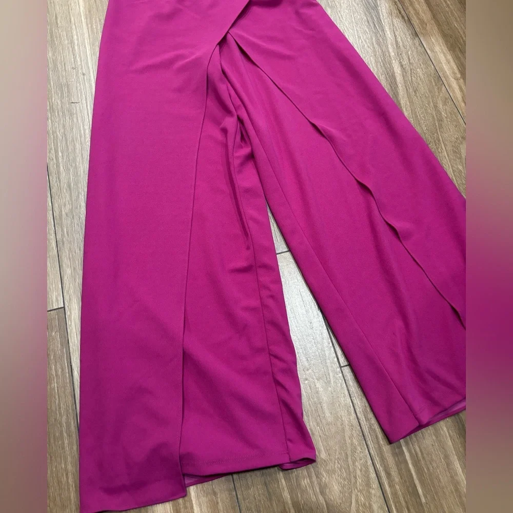 MARINA Pink One Shoulder Jumpsuit with Wide-Leg Design - Picture 4 of 5